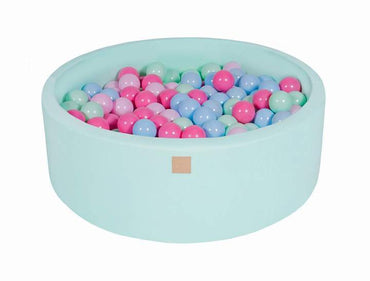 Ronde Ballenbak 200 ballen 90x30cm - Mint met babyblauw, mint, donker roze en licht roze ballen